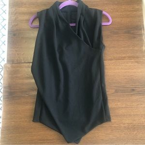 LAUREN RALPH LAUREN Women’s Black Back Zip Wrap-Neck Sleeveless Blouse Sz M